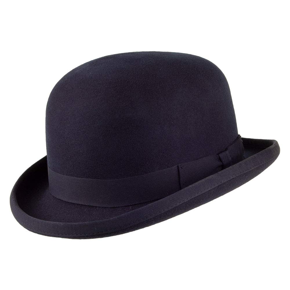 Denton Men's Navy Blue Hats Wool Felt Bowler Hat - Medium