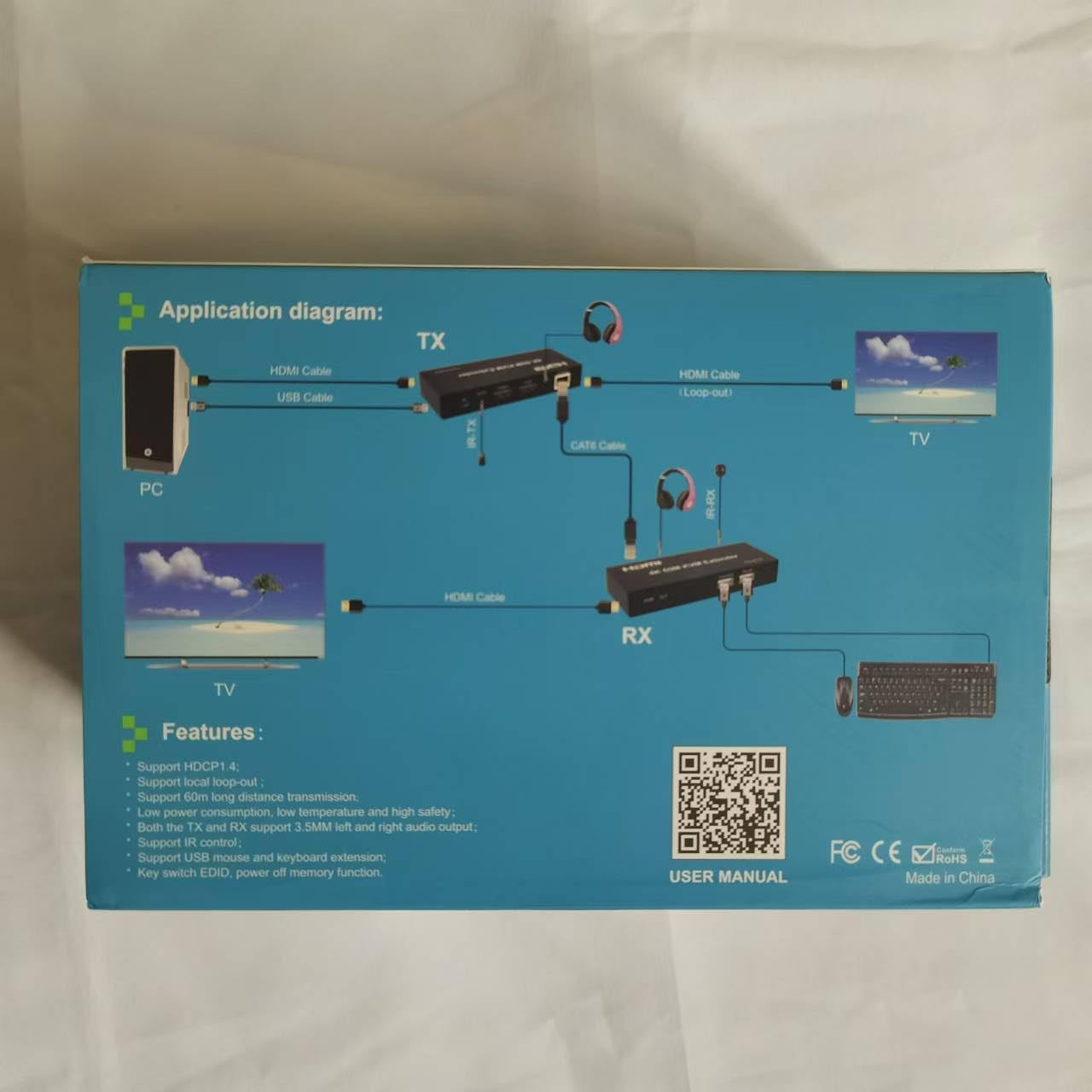 Extender KVM HDMI 4K 30Hz su cavo Rj45 Cat5e/6 fino a 60M/120M Extender HDMI USB con Loop-out per PC NVR Mouse Tastiera (60M KVM)