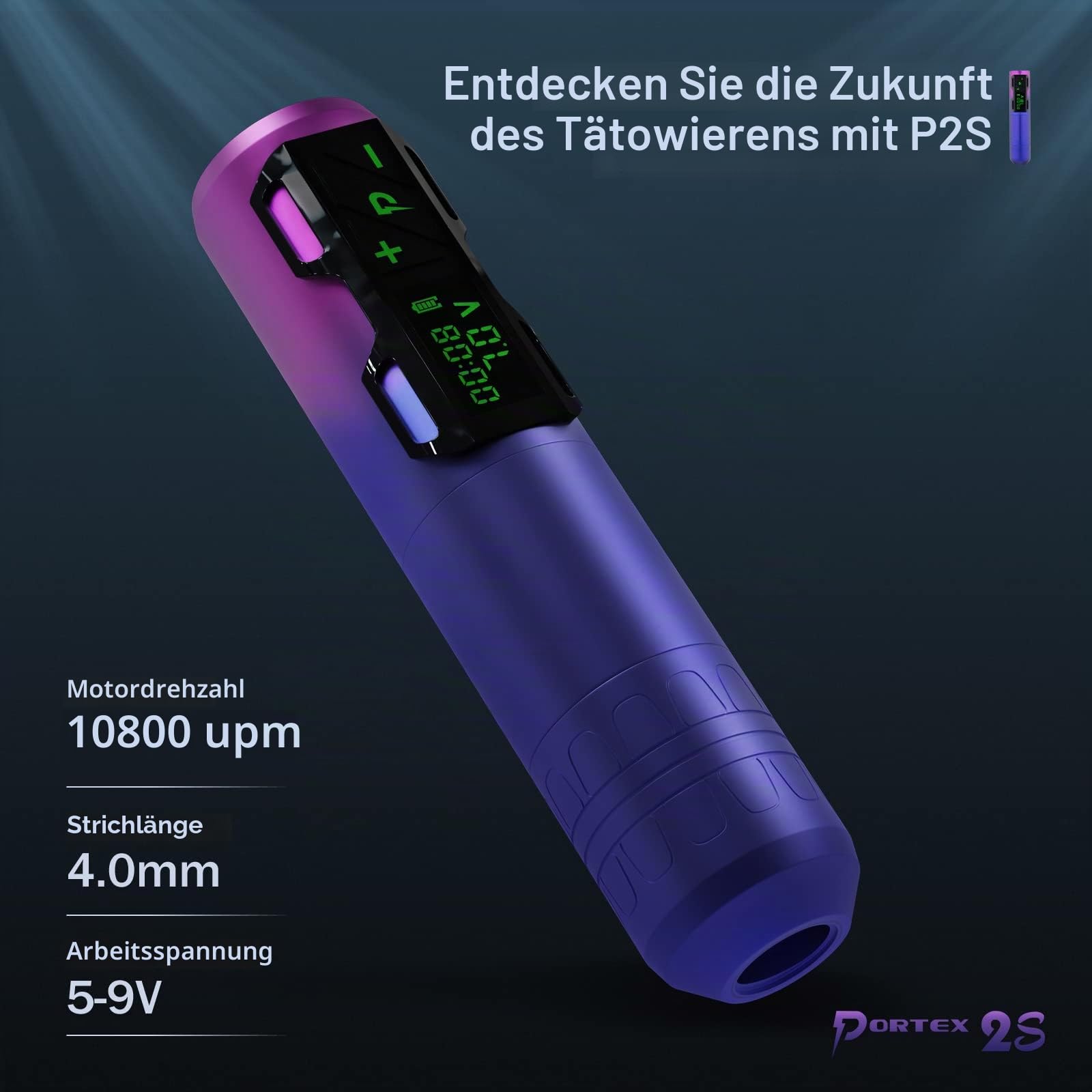 EZ Tattoo Maschinen Set - Tattoo Set mit Rotations Tattoo Maschine, 20 Stück Tattoo Nadeln, 1800mAh Stromversorgung Akku für Tattoo Anfänger und Künstler (P2S Lila)