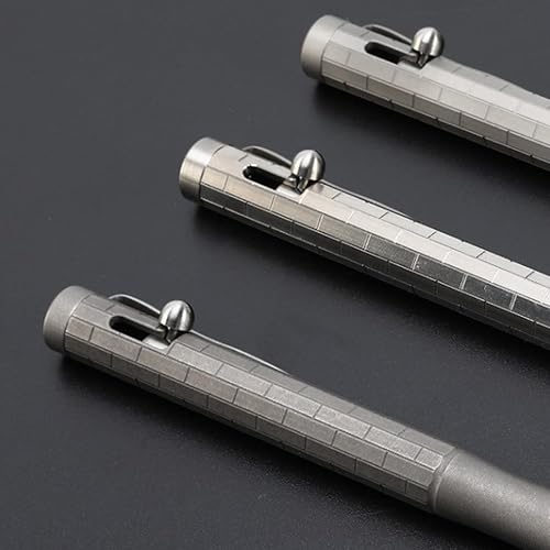 Miniatura 8 de Hamans Bolígrafo de titanio Bolt Action Pen 4.92" con clip de bolsillo, tamaño compacto recargable