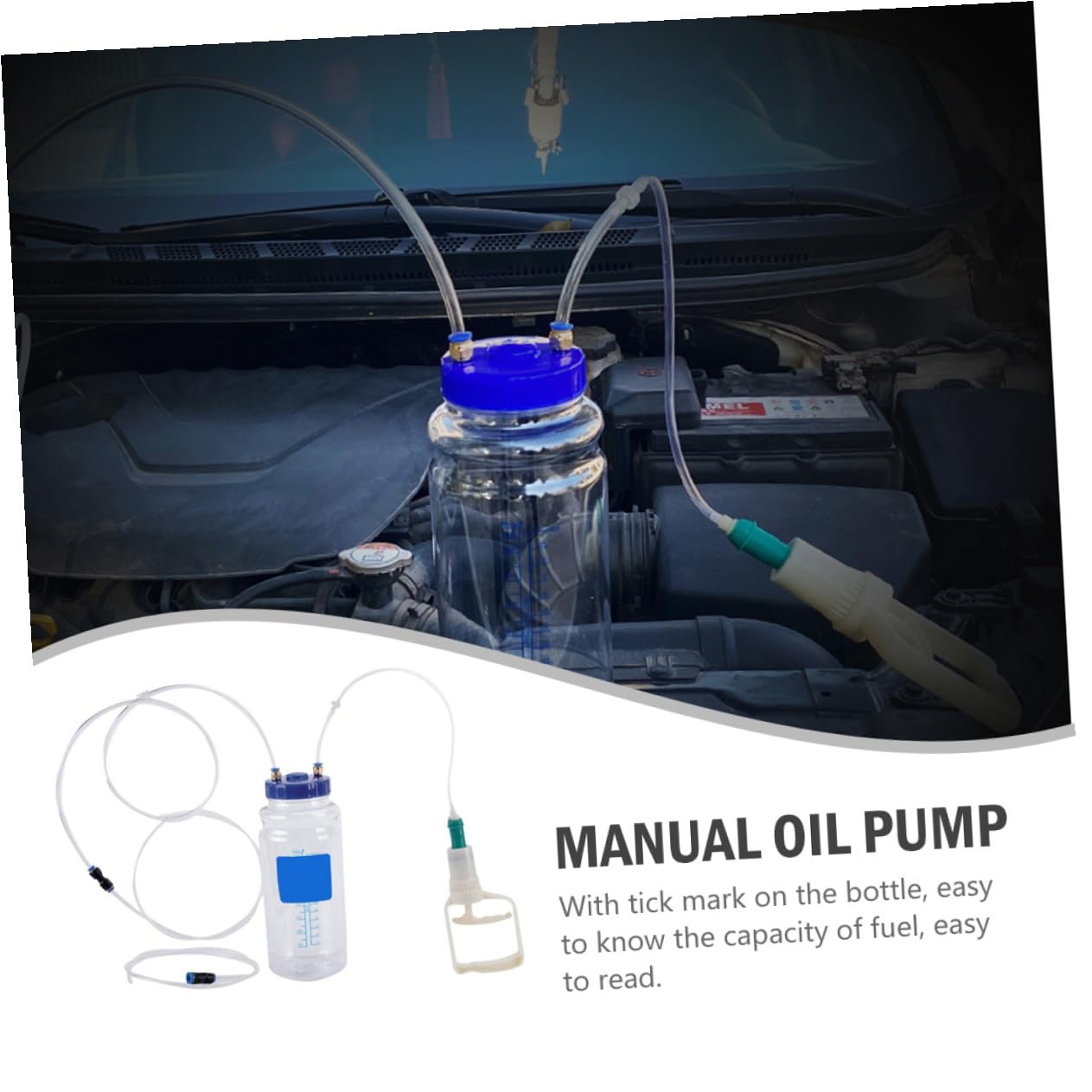 Cabilock Kit Bomba Extractora de Aceite Manual para Coche Herramienta de Reparación con Depósito Cierre de Presión Negativa para Mantenimiento Automotriz
