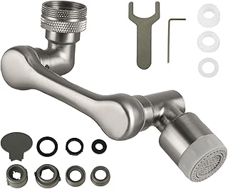 1080°Free Rotating Faucet Extender, Universal Swivel Robotic Arm Swivel Extension Faucet Aerator with 2 Water Outlet Modes,Brass Faucet Attachment for Kitchen Bathroom Sink(Brushed Nickel)
