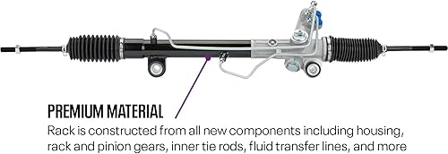 Miniatura 2 de Speedway Motors 1982-88 Rack de dirección asistida T-Bird de alto flujo y piñón para travesaños Mustang II, incluye adaptadores AN -6, actualización
