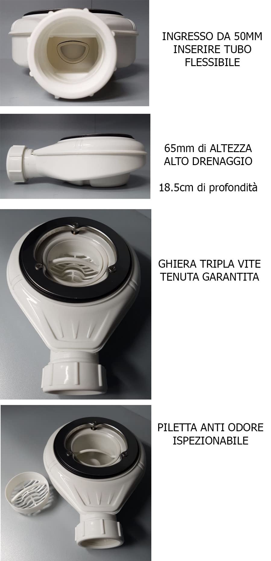 OLIMPO DOCCE - Piatto doccia in marmoresina tortora | Piletta Gratis - STAR PLUS - 80x100