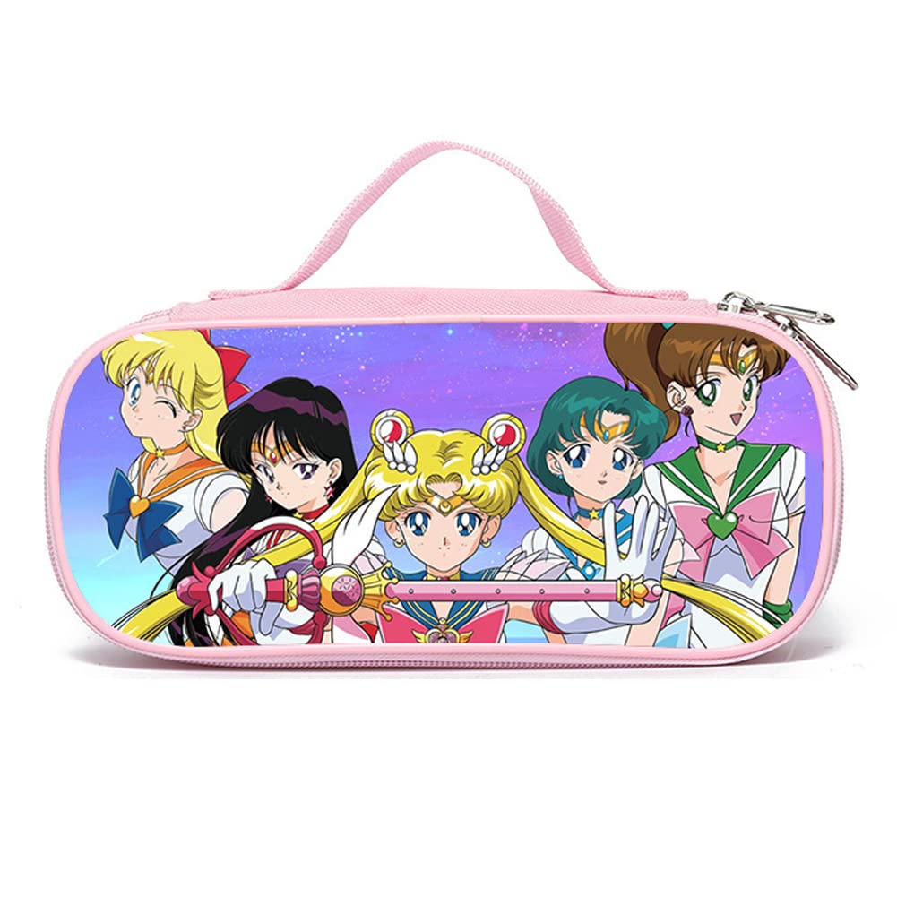 FISAPBXCSailor Moon Pencil Case Pencil Cases for Girls Anime Big Capacity Pencil Pouch Handheld Cartoon Pen Pouch Stationery Organizer for Student Teen Girl Gifts (B)