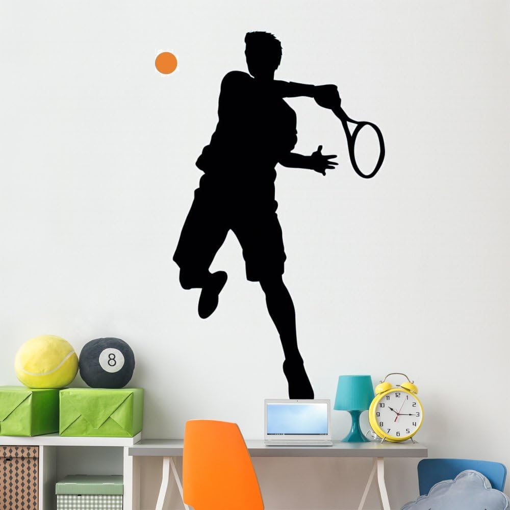 Wallmonkeys Tennis Silhouette Wall Decal Peel and Stick Graphic (72 in H x 44 in W) WM102526