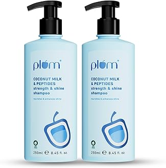 Plum Coconut Shampoo For Dull Hair With Coconut Milk And Peptides For Strong & Shiny HairI22X ShineISoft, Silky HairIShampoo For Women And Men|Sls Sulphate And Paraben Free Shampoo I250Ml (Pack Of 2)