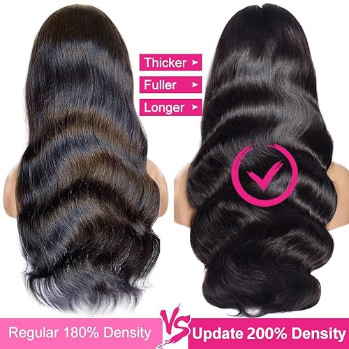 Miniatura 2 de Exalelr Pelucas de cabello humano ondulado con encaje frontal HD de 13 x 6 pulgadas, pelucas de cabello humano de densidad 180 para mujer, pelucas