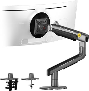NB Gaming Monitor Arm or for 32 to 60 Inches Screen, Load up to 20 kg, VESA 75/100, RGB-Light, Heavy Duty, Multi Angle Adjustable, Premium Aluminum, Grey Black