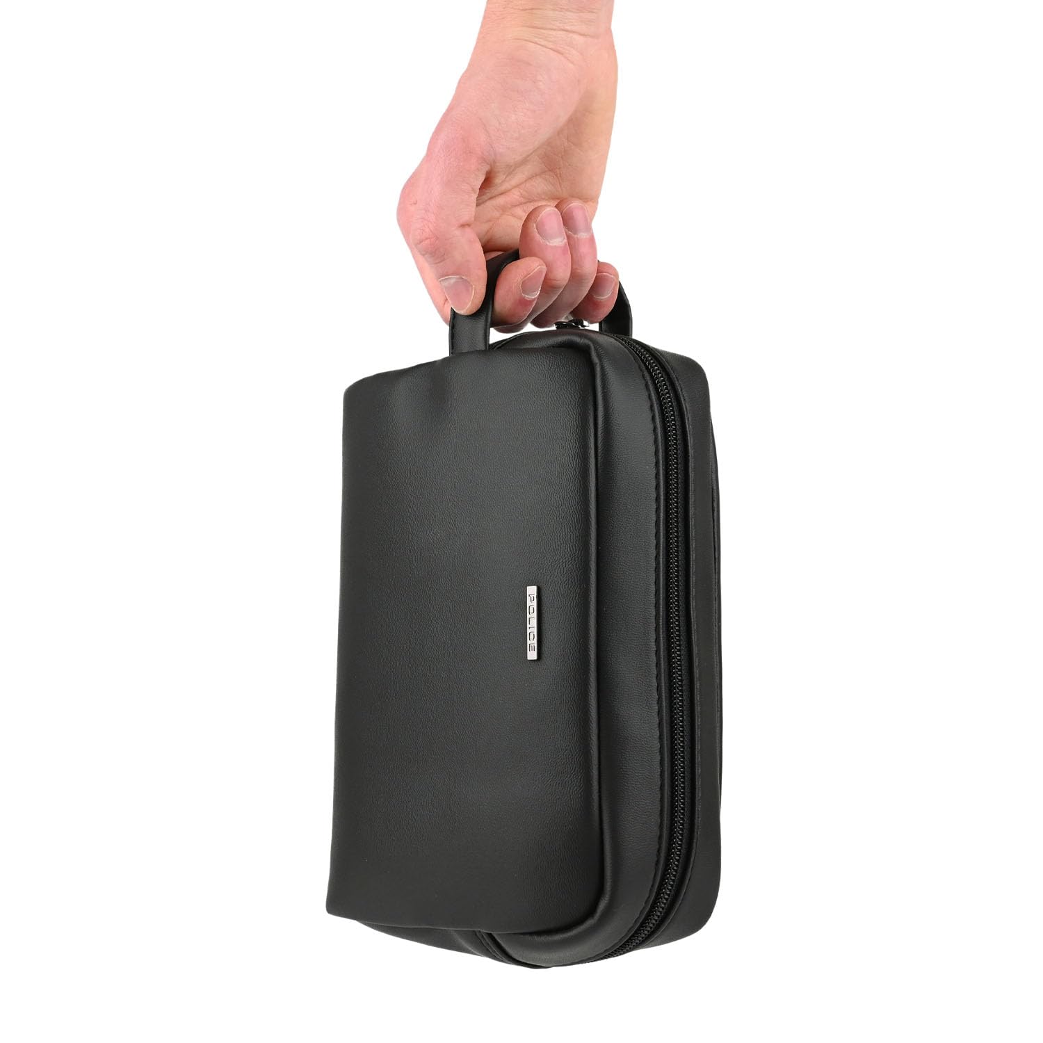 Police Pochette Uomo Donna a Mano in Similpelle, Beauty Case da Viaggio, Trousse Morbida