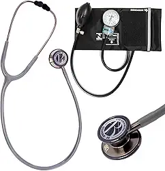 Kit Estetoscópio BIC Eternity + Esfigmomanômetro Pamed Com Bolsa - Enfermagem e Medicina (CINZA GRAFITE)
