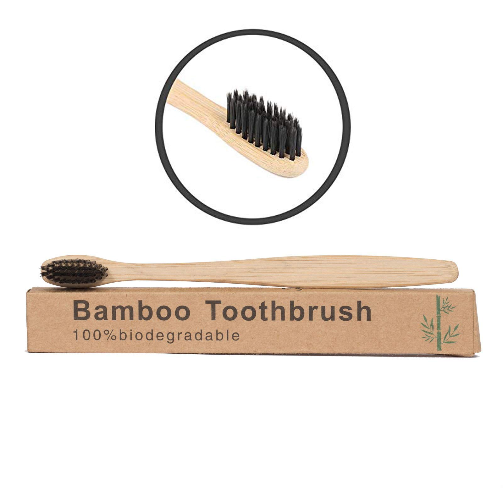 Jadole Naturals Natural Bamboo tooth brush Carbon Charcoal infused