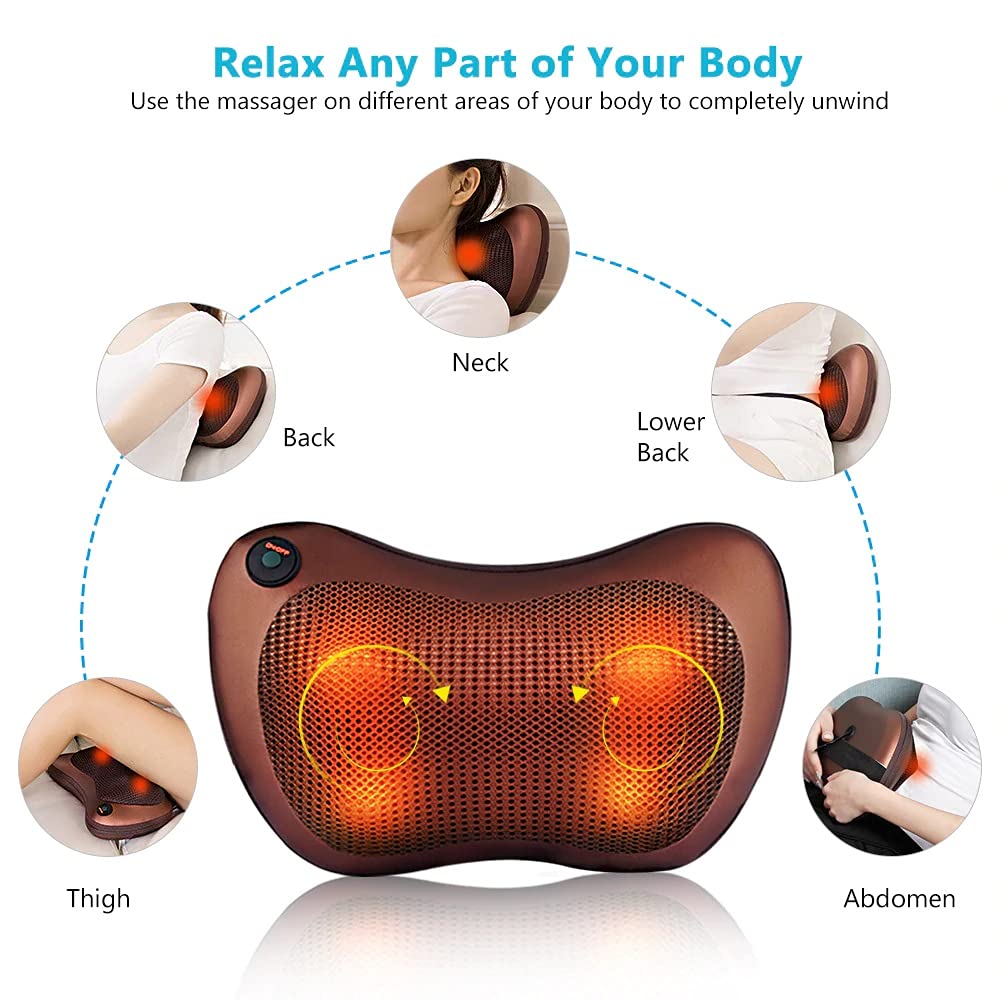 Nevenue - Relaxation Massage Pillow, Massage Machine for Full Body Pain Relief, Massager for Neck, Back, and Sciatic Pain, Relieve Muscle Pain, Tension and Stress, Brown Nevenue - Relaxation Massage Pillow, Massage Machine for Full Body Pain Relief, Massager for Neck, Back, and Sciatic Pain, Relieve Muscle Pain, Tension and Stress, Brown