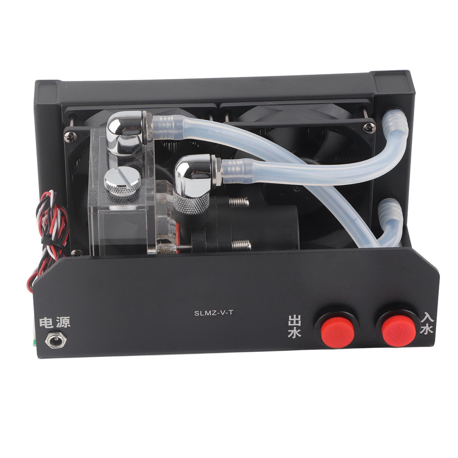 Topiky Bomba de Enfriamiento de CPU, Bomba de Enfriamiento de Agua de 600L/H, de de PC Silenciosa de 4 Pines con Puerto D de Rosca G1/4 de Doble Ventilador para Computadora de Escritorio