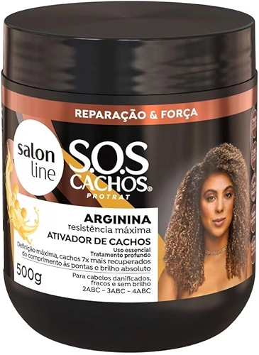 Salon Line, Ativador de Cachos, SOS Cachos Arginina, Não Vegano - Para Cabelos Ondulados, Cacheados e Crespos, 500g