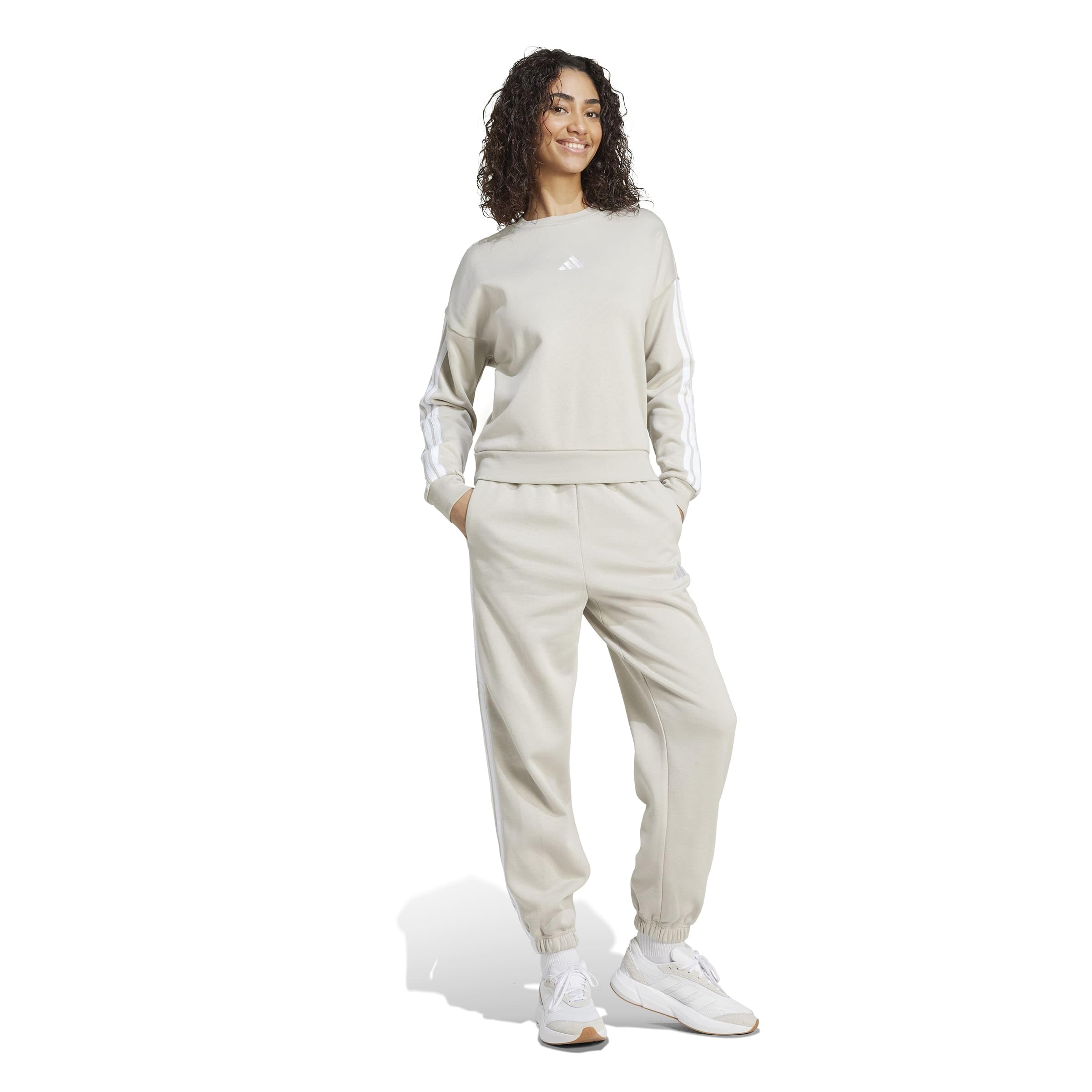 adidas Kobiety Essentials 3-Stripes Fleece Sweatshirt, wonder alumina/white, S