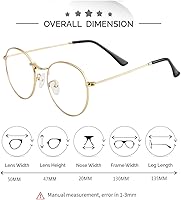 Vista 6 de Kursan Gafas clásicas redondas de metal transparente para mujeres y hombres, lentes sin receta