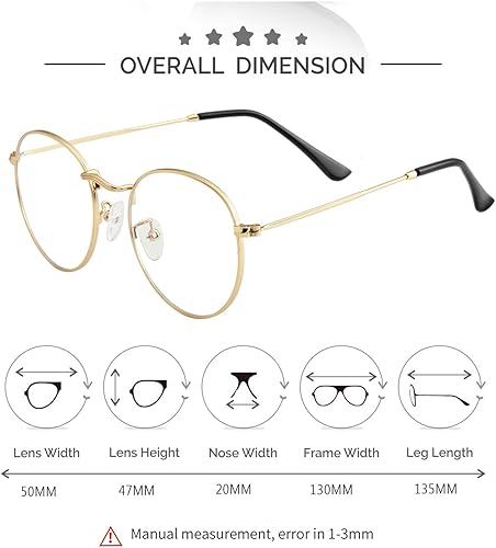 Miniatura 6 de Kursan Gafas clásicas redondas de metal transparente para mujeres y hombres, lentes sin receta