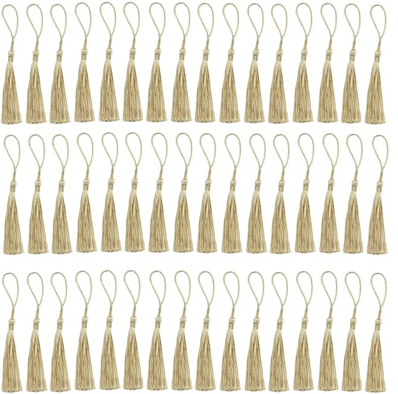 100 Pcs Tassels Silky Tassels for DIY Craft Home Décor Handmade Bookmarks Tassels Navy Blue