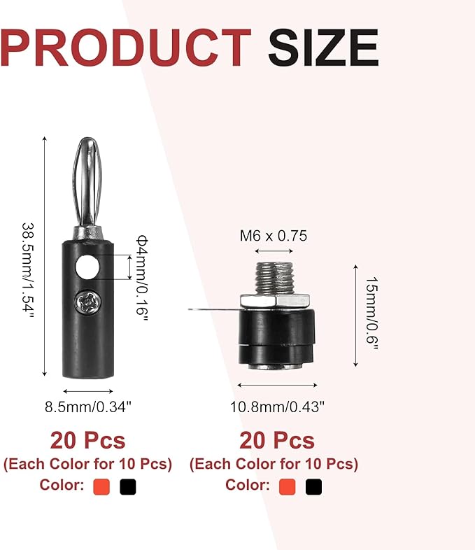 MECCANIXITY 20 Pares Conectores Banana 4mm Macho y Hembra Niquelado miniatura 2