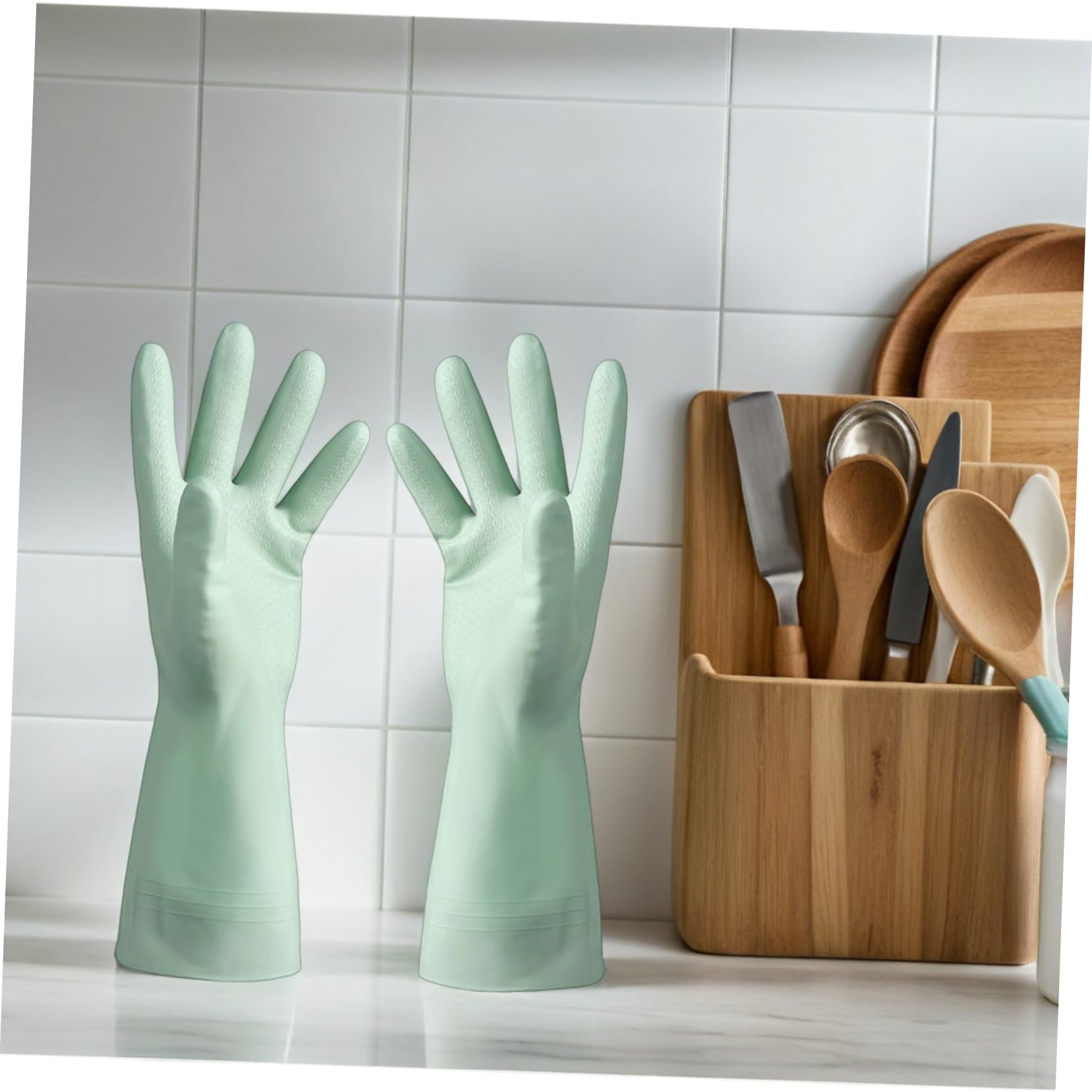 6 Pares Guantes para Lavar Platos de PVC Reutilizables Impermeables Antideslizantes para Cocina y Limpieza Doméstica de Azul Verde y Rosa Talla