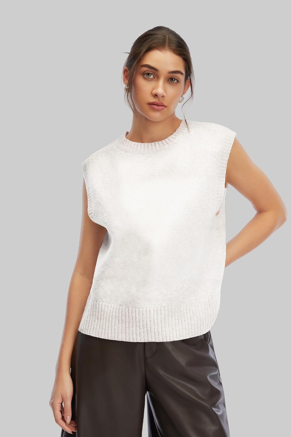 Cropped Sweater Vest for Women Cute Casual Knit Vest for Women Graphic Sleeveless Top Spring Warm Lightweight - Image 2