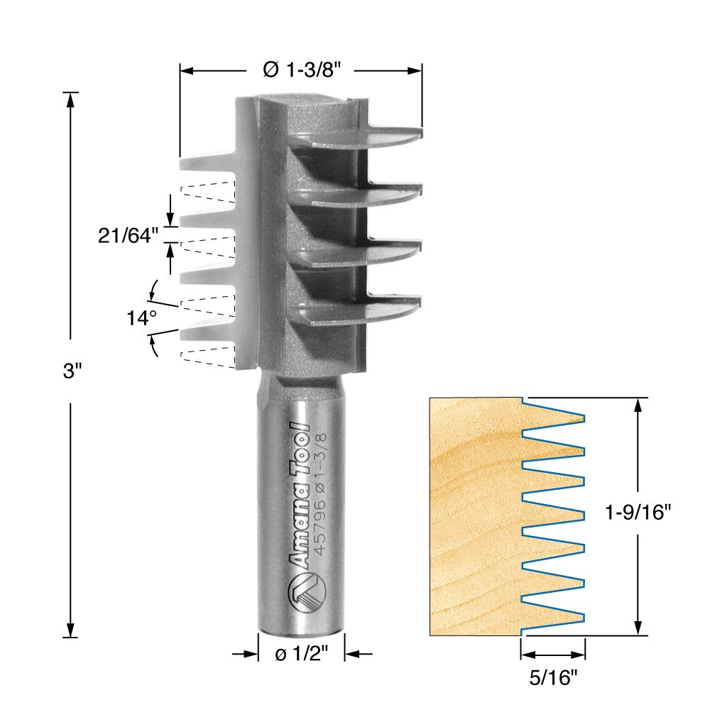 Amana Tool - 45796 Carbide Tipped Finger Joint 1-3/8 Dia x 1-9/16 x 1/2" Shank — Amazon image 2