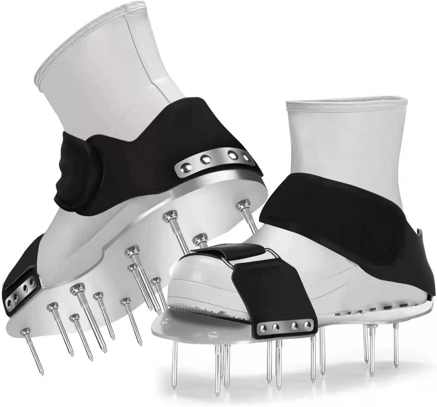 Upgraded Metal Lawn Aerator Shoes Spiked Shoes for Aerating Lawn, Rivet Pre-Assembled Aerating Shoes with 2 Straps Design, One-Size-Fits-All, Adjustable Spiked Shoes for Grass Lawn Garden Yard