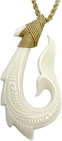 Zero Gravity Hawaii Hawaiian Makau Bone Fish Hook Whale Tail Pendant Necklace - Handmade Authentic Hawaiian Jewelry