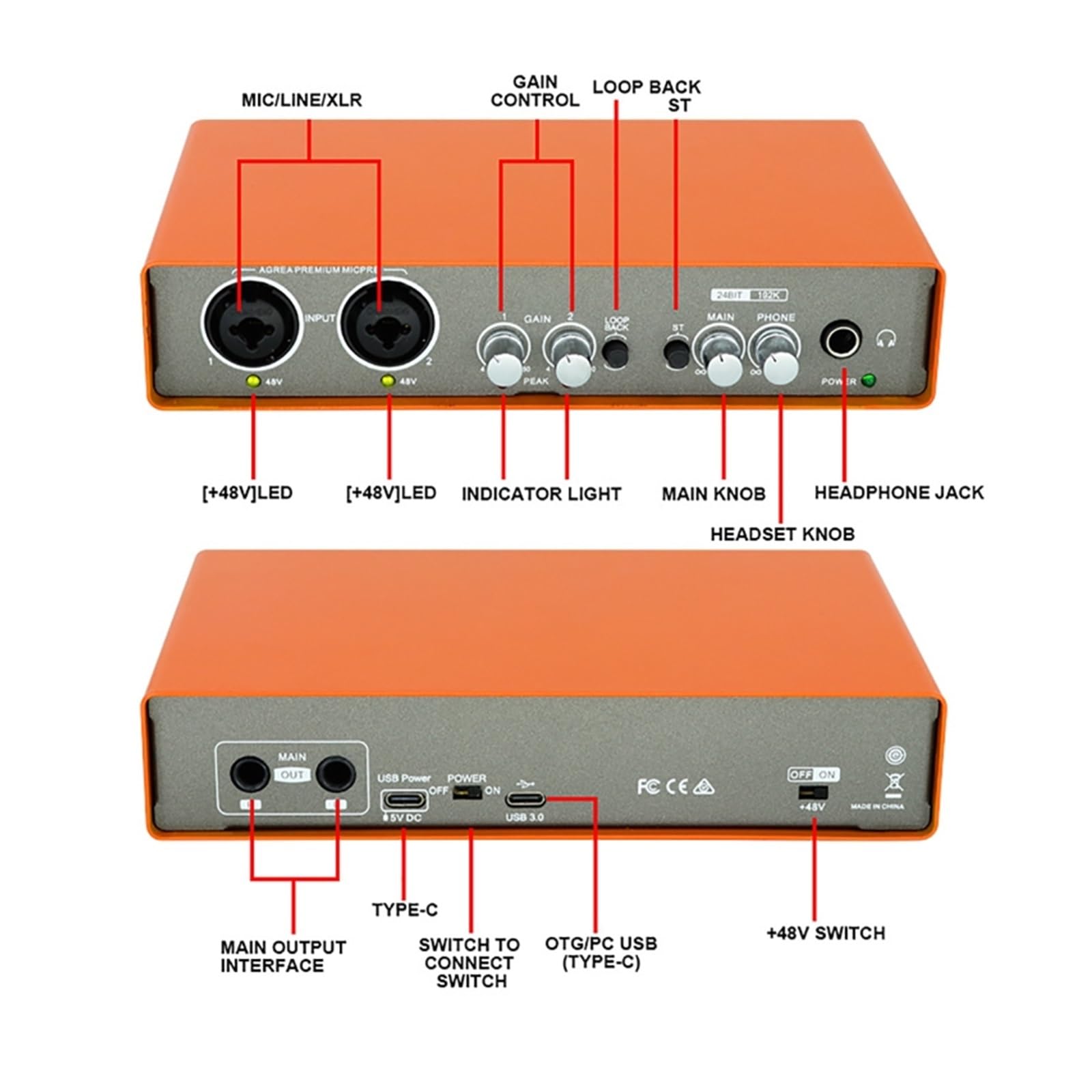 Kit Scheda Audio Microfono Interfaccia Audio Scheda Audio di Registrazione Mixer per Chitarra Elettrica Console di Mixaggio Professionale Sito Studio Configuraz,