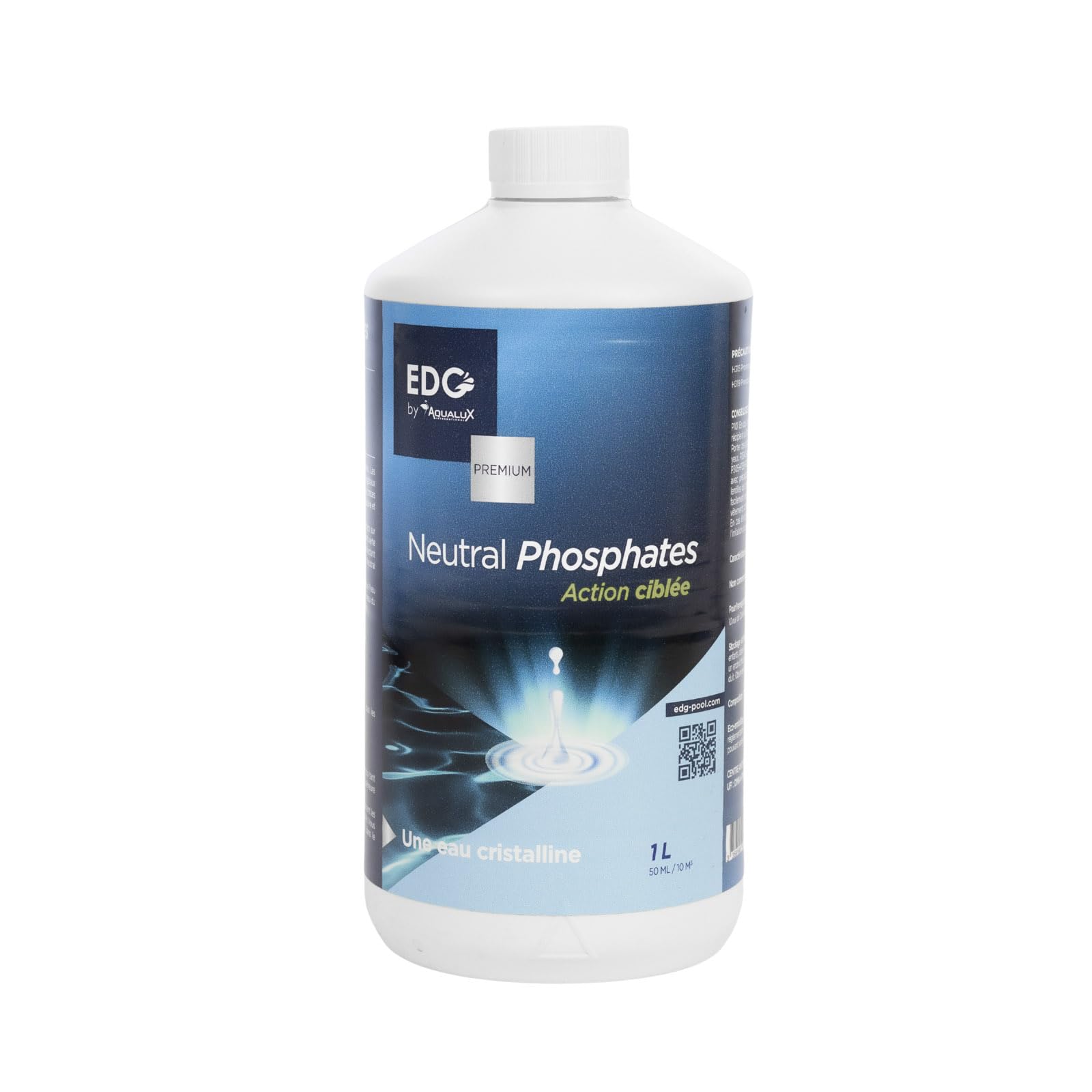 EDG by Aqualux - Anti Phosphates Piscine 1L | Élimine la Nourriture des Algues | Traitement Préventif et Curatif Liquide | Compatible Chlore, Sel, Brome | Améliore la Clarté de l'eau