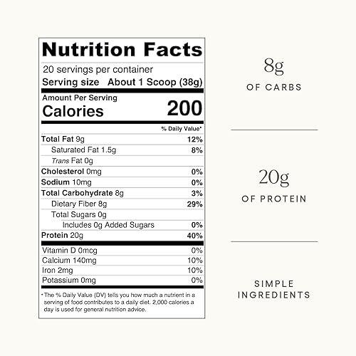Vista 20 de Be Well by Kelly - Proteína en polvo a base de plantas de vainilla, vegana 0.71 oz de proteína 8G de fibra 0 carbohidratos netos