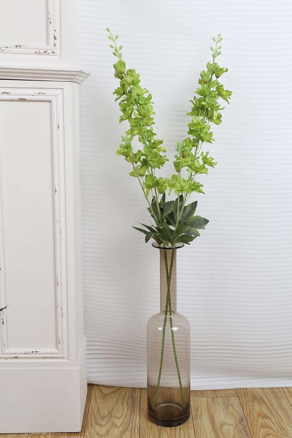 8PCS Long Stem Green Delphinium Artificial Flowers 33.5'' Fake Larkspur Flowers Faux Flower Stems for Tall Vase Home Wedding Garden Table Decor(Green)