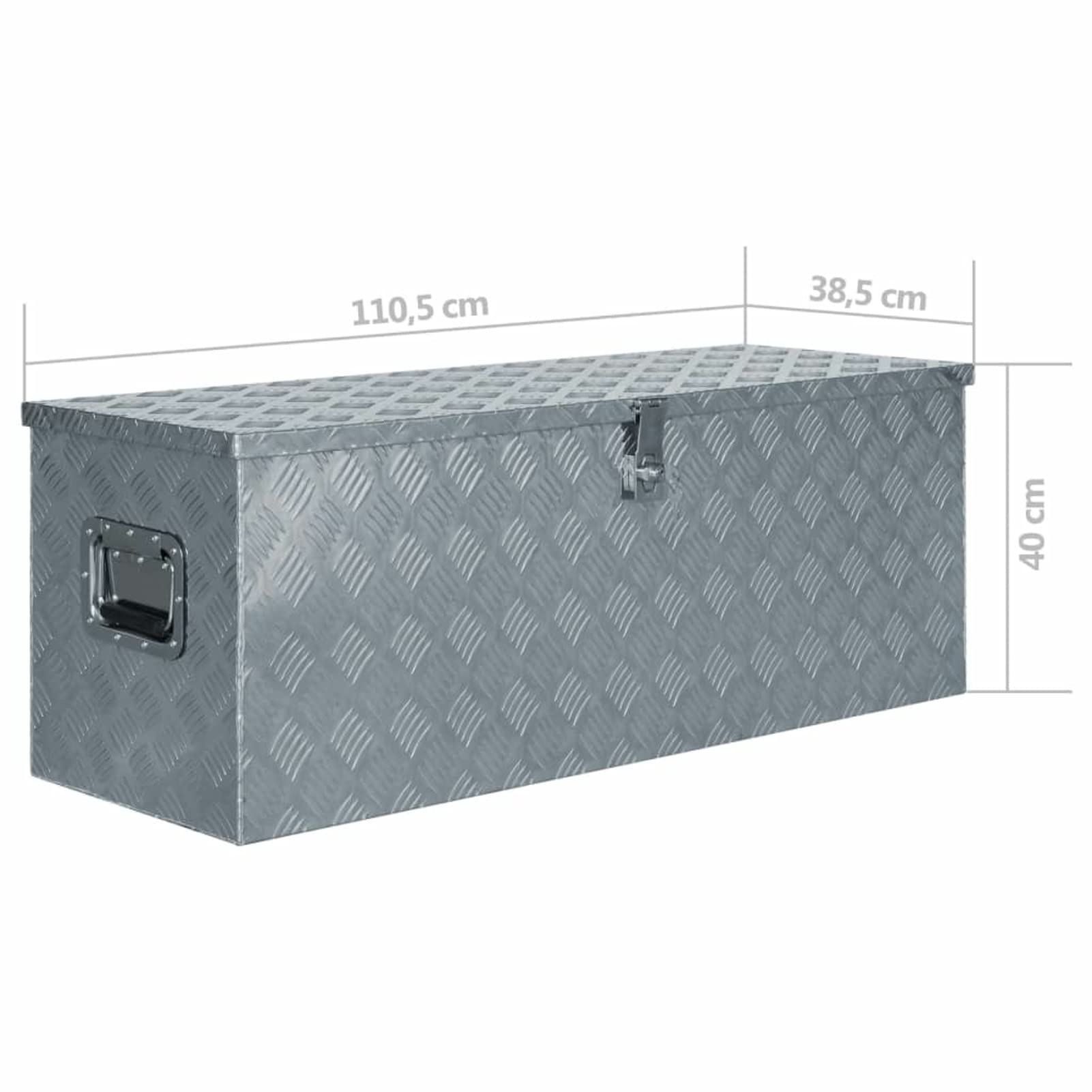 Kavolet Aluminiumkiste, Aluminium Werkzeugbox 110,5×38,5×40 cm, Transportbox Werkzeugkoffer Werkzeugkiste Werkzeugbox Alukiste Kiste Alubox, abschließbar, Silbern