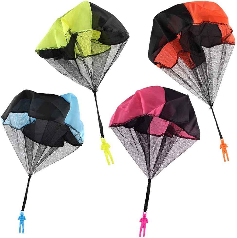 LUOBO 4 Pcs Parachute Toy, Tangle Parachute Figures Hand Throw Soliders Square Outdoor Children's Flying Toys, No Assemble or Batteries Required