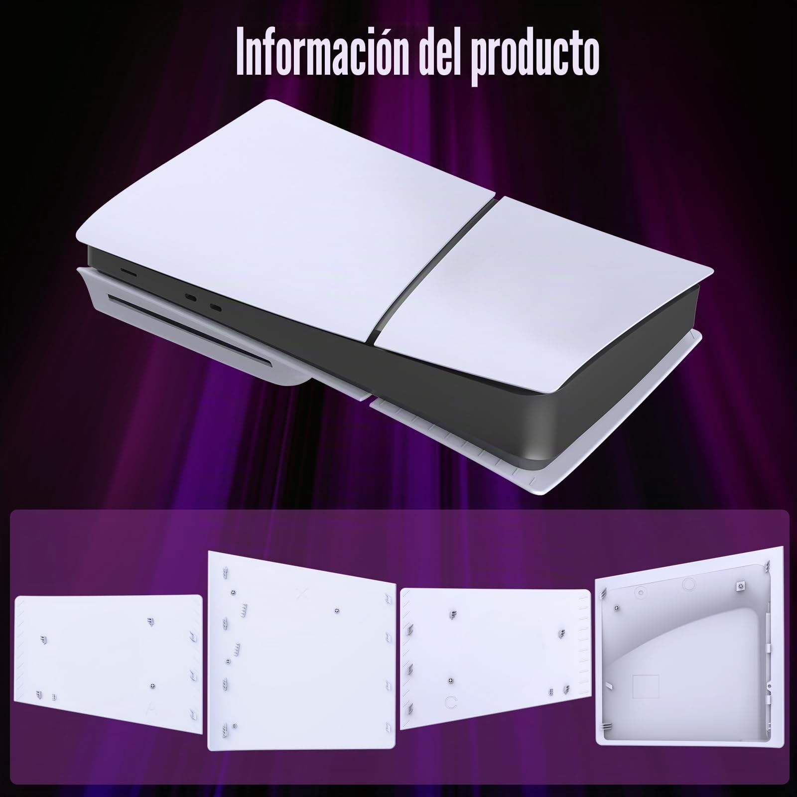 Placas de Cubierta para Consola PlayStation 5 Slim Disc Edition para PS5, Paneles de Carcasa compatibles, Placa Frontal Protectora de Repuesto (Blanco)