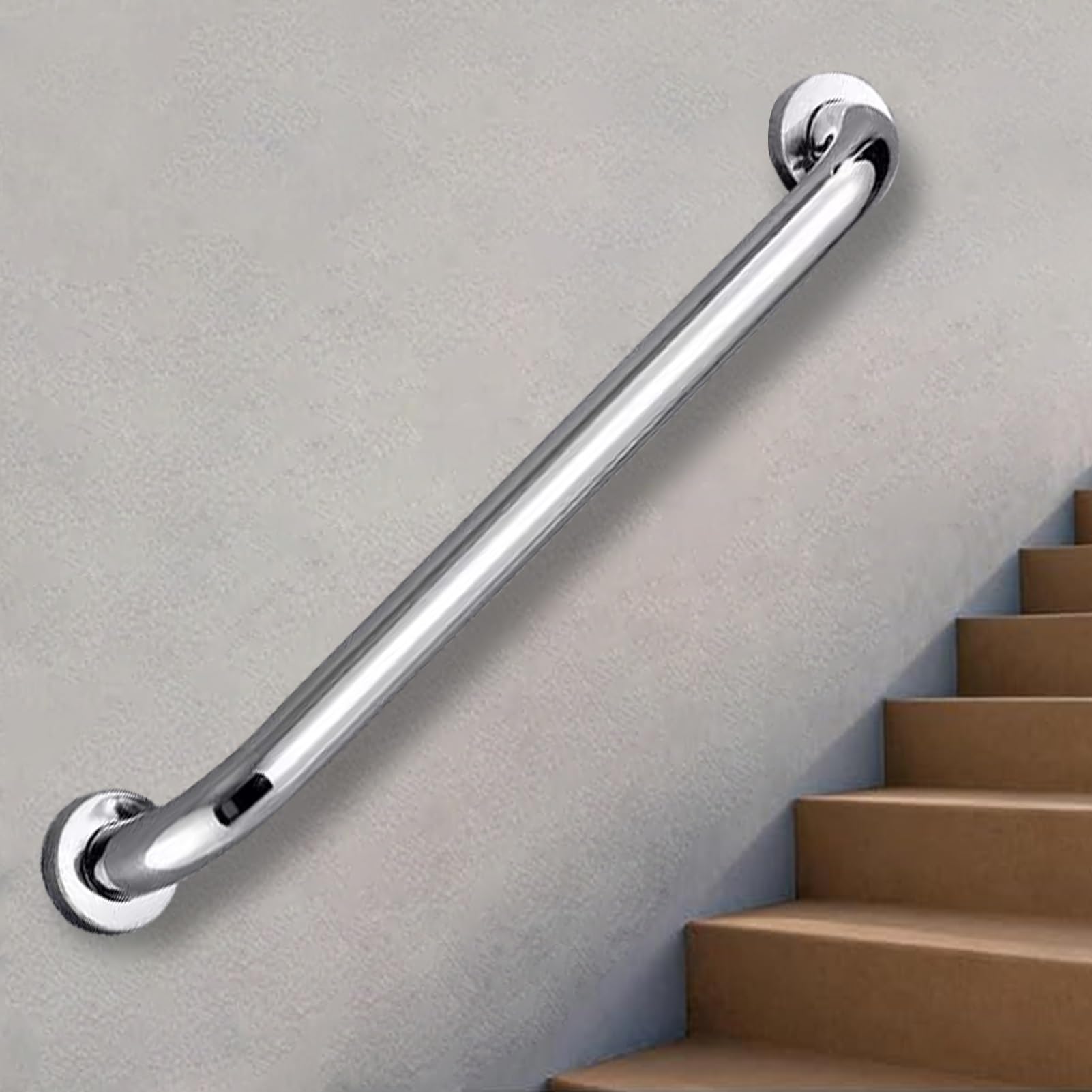 RRrawgff 304 Stainless Steel Wall Mount Railing, All-in-One Stair Handrail Installation Kit, Durable Safety Grab Bar for Indoor Outdoor Stairs(1.3ft/40cm)