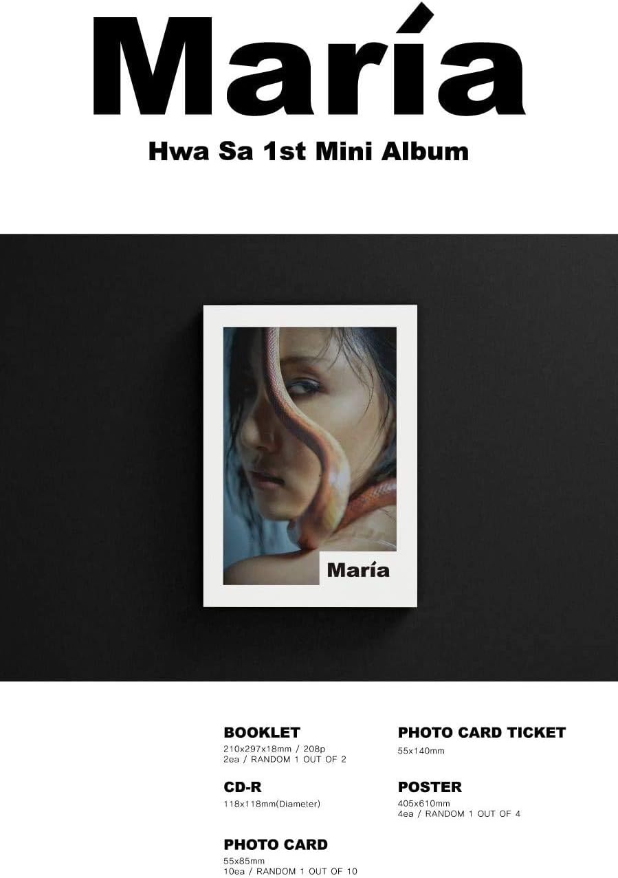 MAMAMOO HWASA - Maria, 1st Mini Album incl. CD, 208pg Booklet, Photocard, Photocard Ticket, Folded Poster, Extra Photocards
