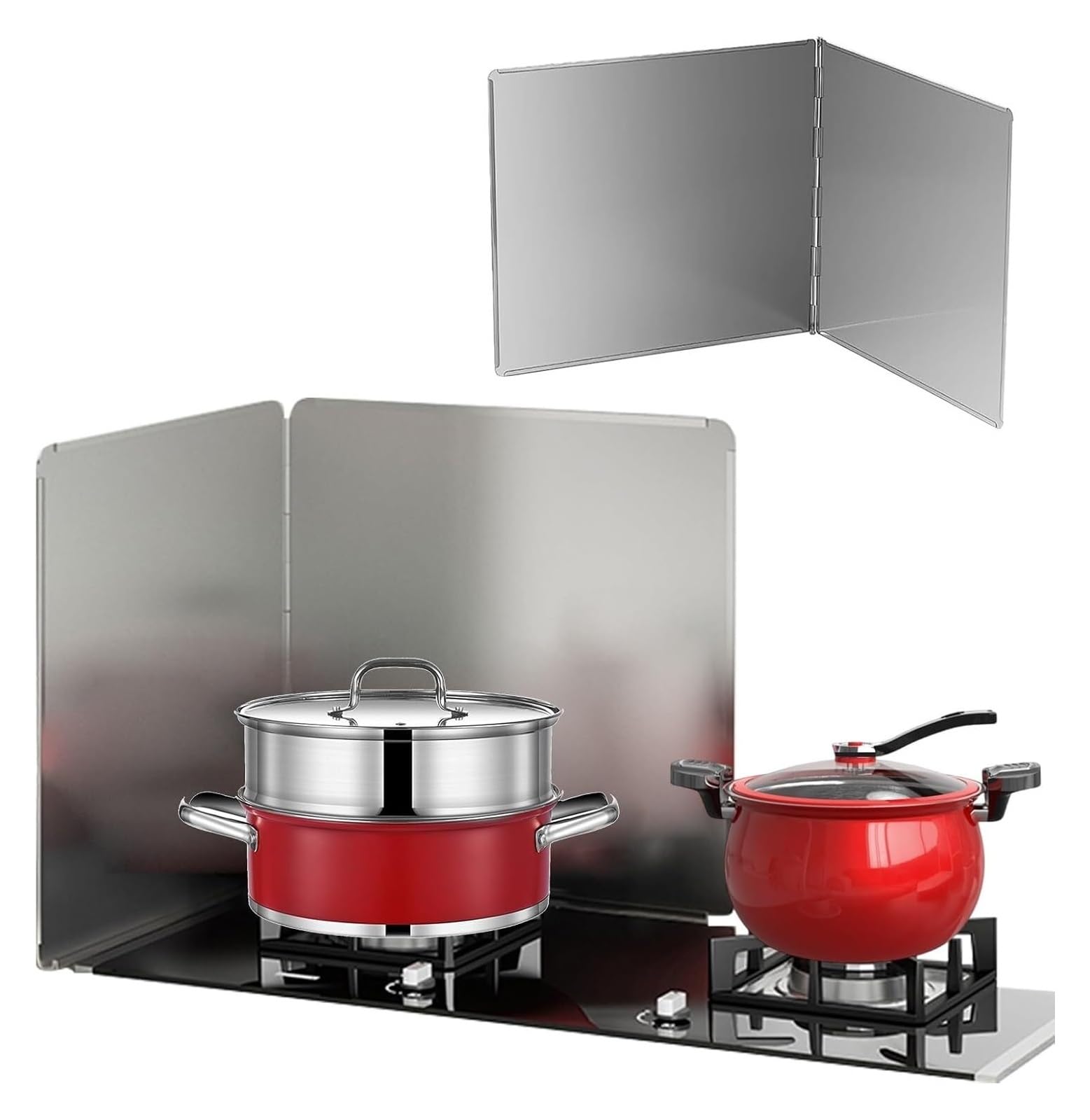 EAmrfvqt Stainless Steel Foldable Splash, Splatter Splash Guard, Foldable Steel, Silver, Multiple Sizes(30x40cm)