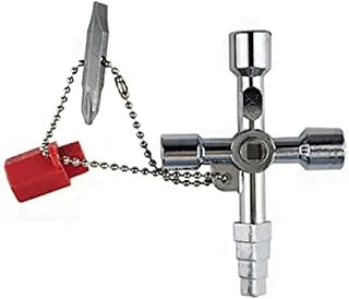 NOHJER Meter Box Key,4 Way 11 in 1 Plumbing Radiator Key,Gas Key, Electric Box Key, Silver Cross Round Hole Key for Water Gas Electric Plumbers Tool
