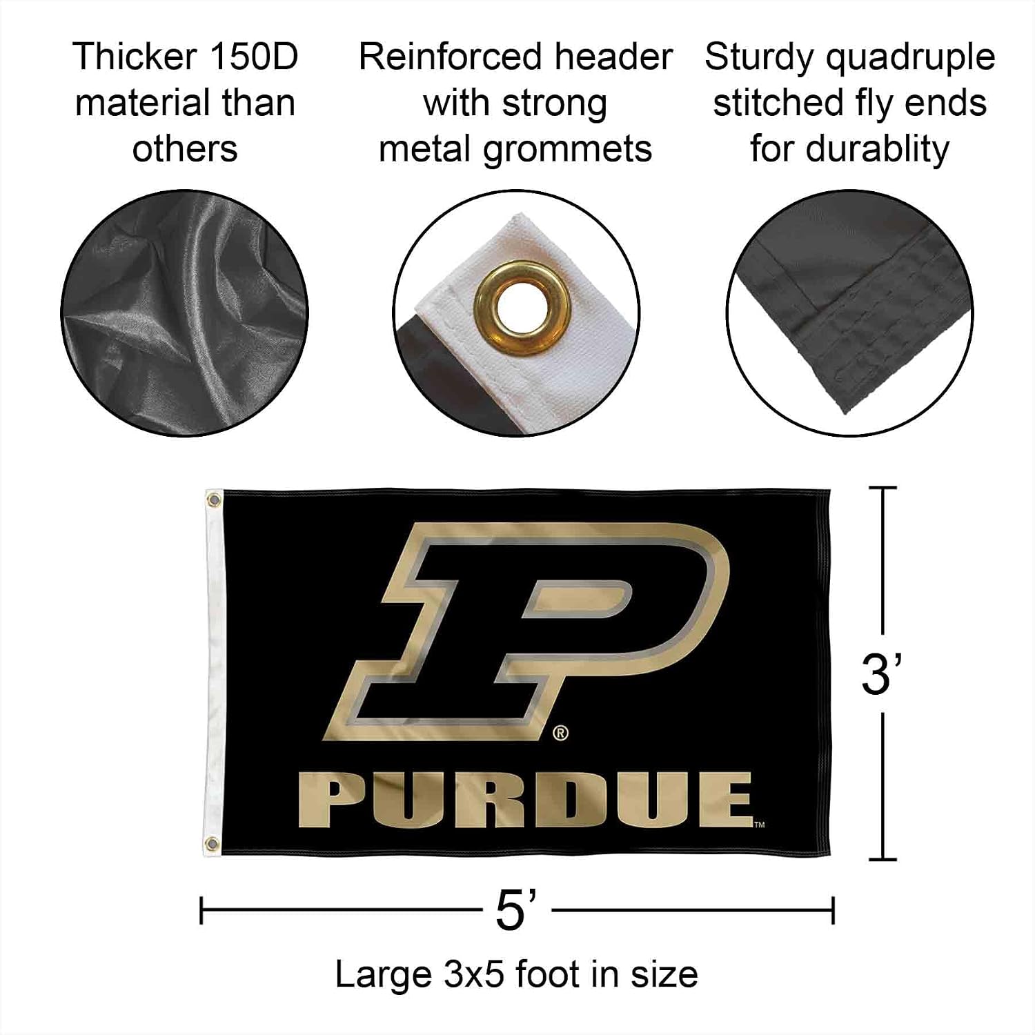 College Flags & Banners Co. Purdue Slanted P Flag and Pole Bracket Mount Bundle