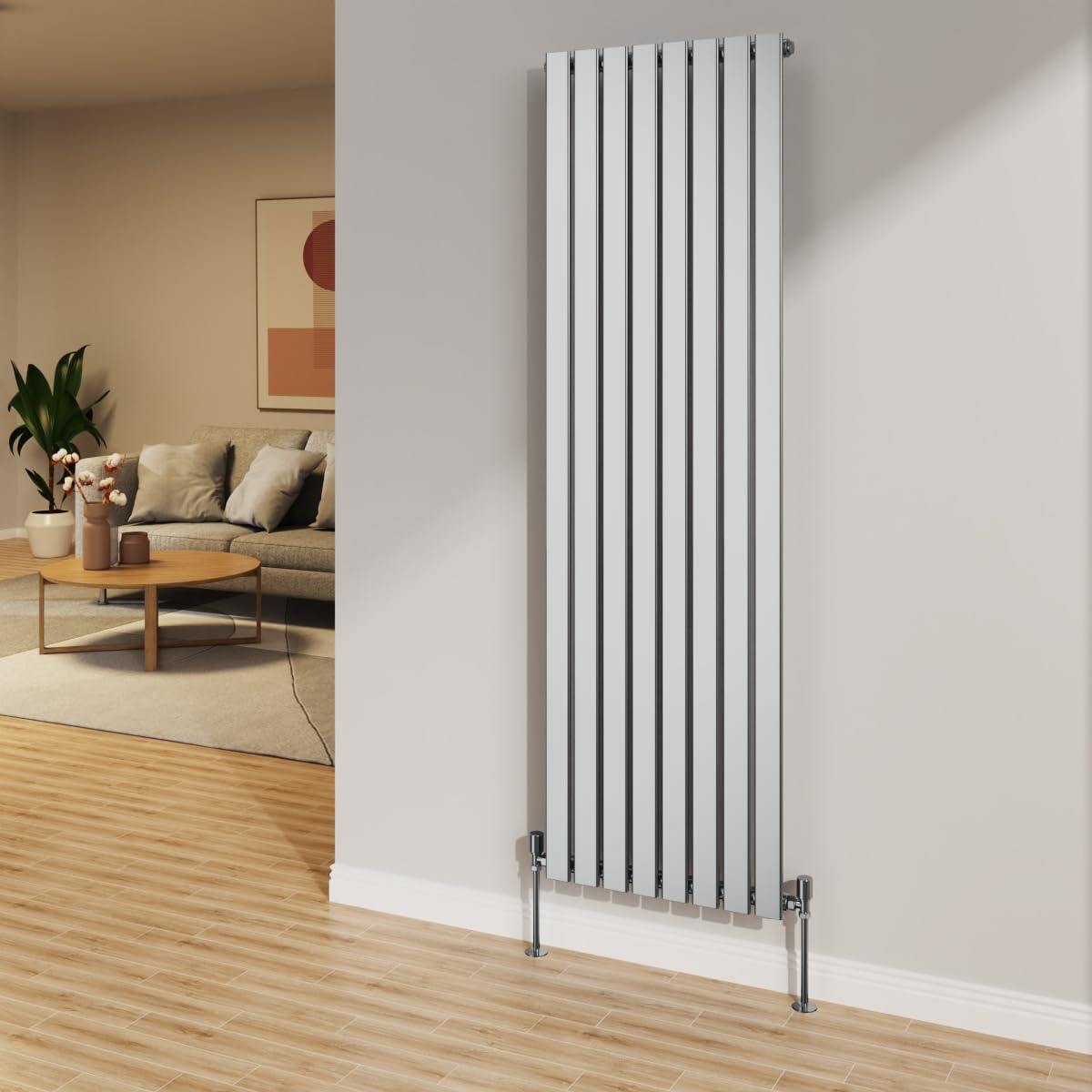 Nrg Chrome 1800X544mm Radiator Vertical Single Flat Panel Central Heating