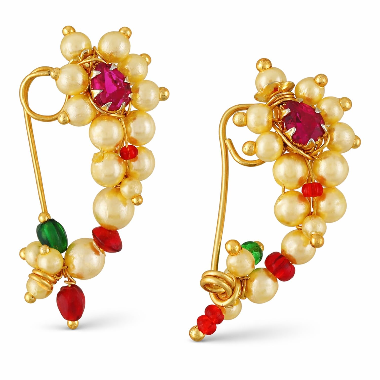 FASHIONS Women Maharashtrian Marathi Nathiya without pressing nose pin rings clip on nath