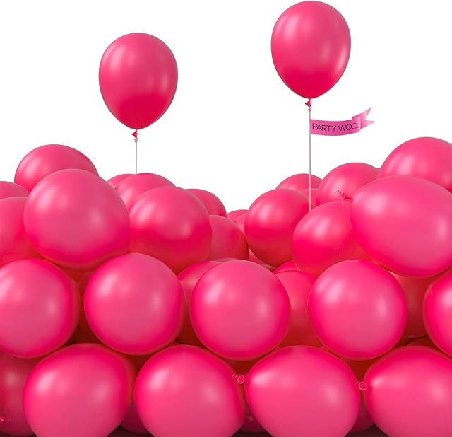 PartyWoo Pink Balloons, 100 pcs 5 Inch Magenta Balloons, Hot Pink Balloons for Balloon Garland Balloon Arch as Party Decorations, Birthday Decorations, Wedding Decorations, Baby Shower Decorations