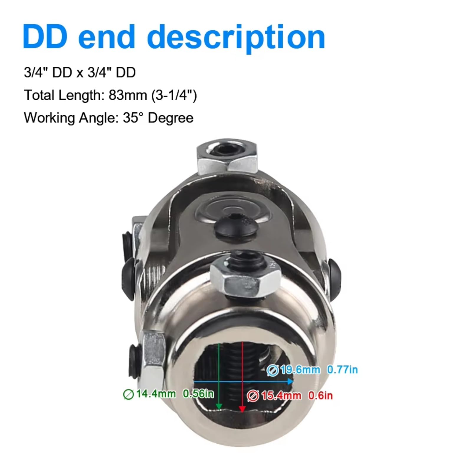 Arbre Transmission Pour BMW 3/4 "DD X 3/4" DD Nickelage Arbre De Direction Unique Universel U Joint Voiture Longueur Totale 83mm (3-1/4 ") Arbre À Cardan