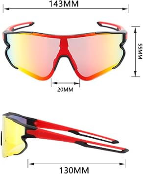 TQQEPOOL Sport Sunglasses Cycling MTB Running Ski Golf Polarized Photochromic With Optical Carrier Mod For Baseball Running Fishing Golf (Color : C, Size : 14.3 * 5.5cm)