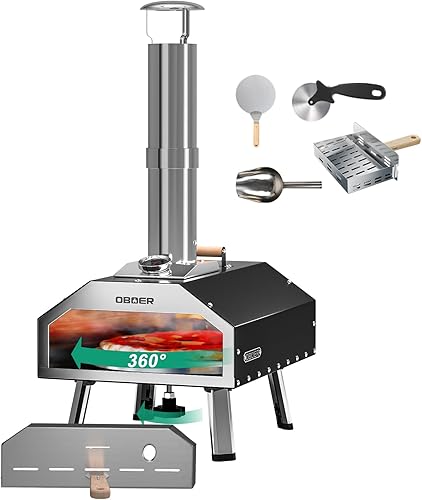 Horno de pizza para exteriores, horno portátil de leña de 13 pulgadas, estufa de pizza de pellets de acero inoxidable para exteriores, máquina de