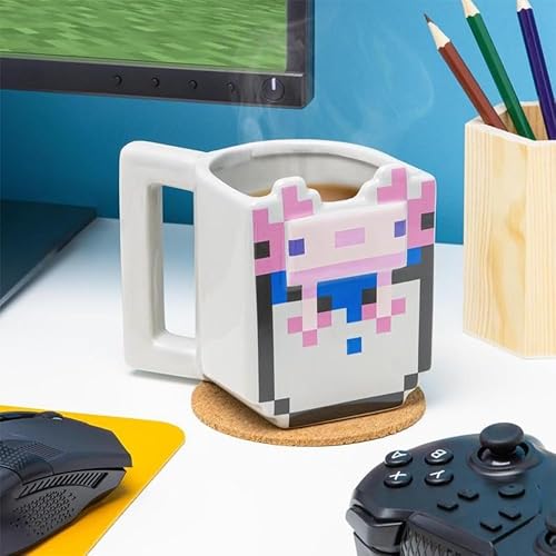 Miniatura 5 de Paladone Taza Bucket of Axolotl  Producto oficial de Minecraft, taza de café de cerámica, regalo para jugadores, taza coleccionable de 13.5 fl oz