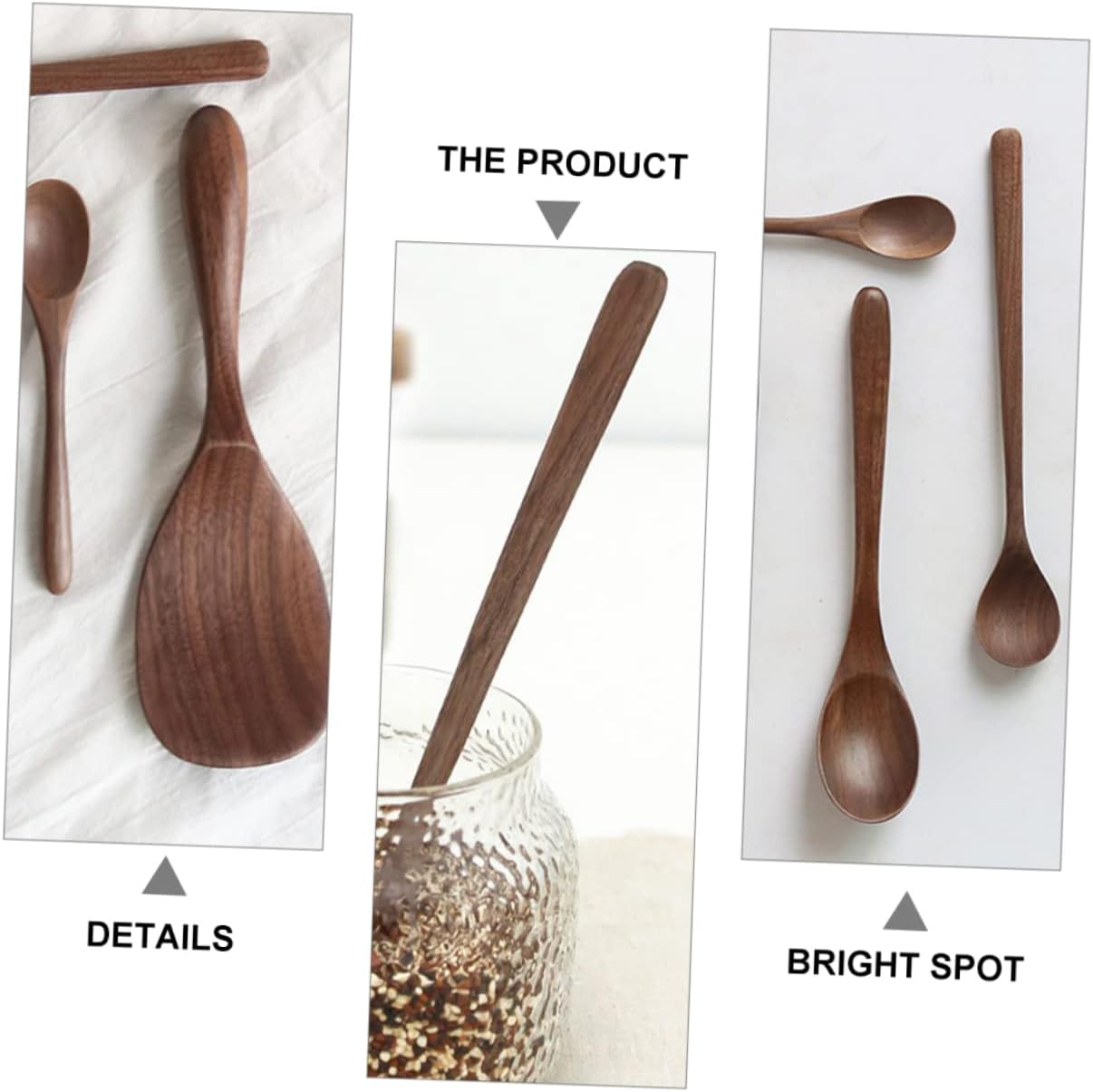OQHAIR 15 Pcs/set Black Walnut Cutlery Set Kitchen Ware Set Nonstick Pan Set Kids Suits Pots Sets for Cooking Nonstick Babmoo Scoop Suits for Kids Black Walnut Spoon Wood Scoop Honey Set 10 61wpPN5e58L. AC SL1245