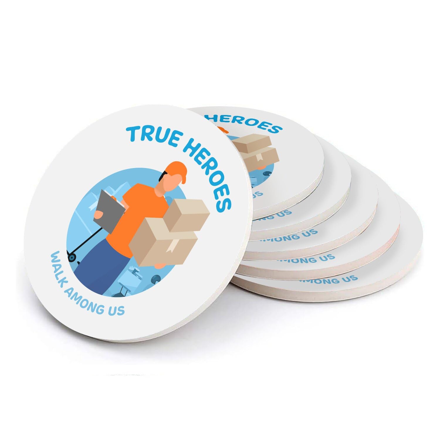Sous verre ronds en céramique True Heroes Deliveryman par 6